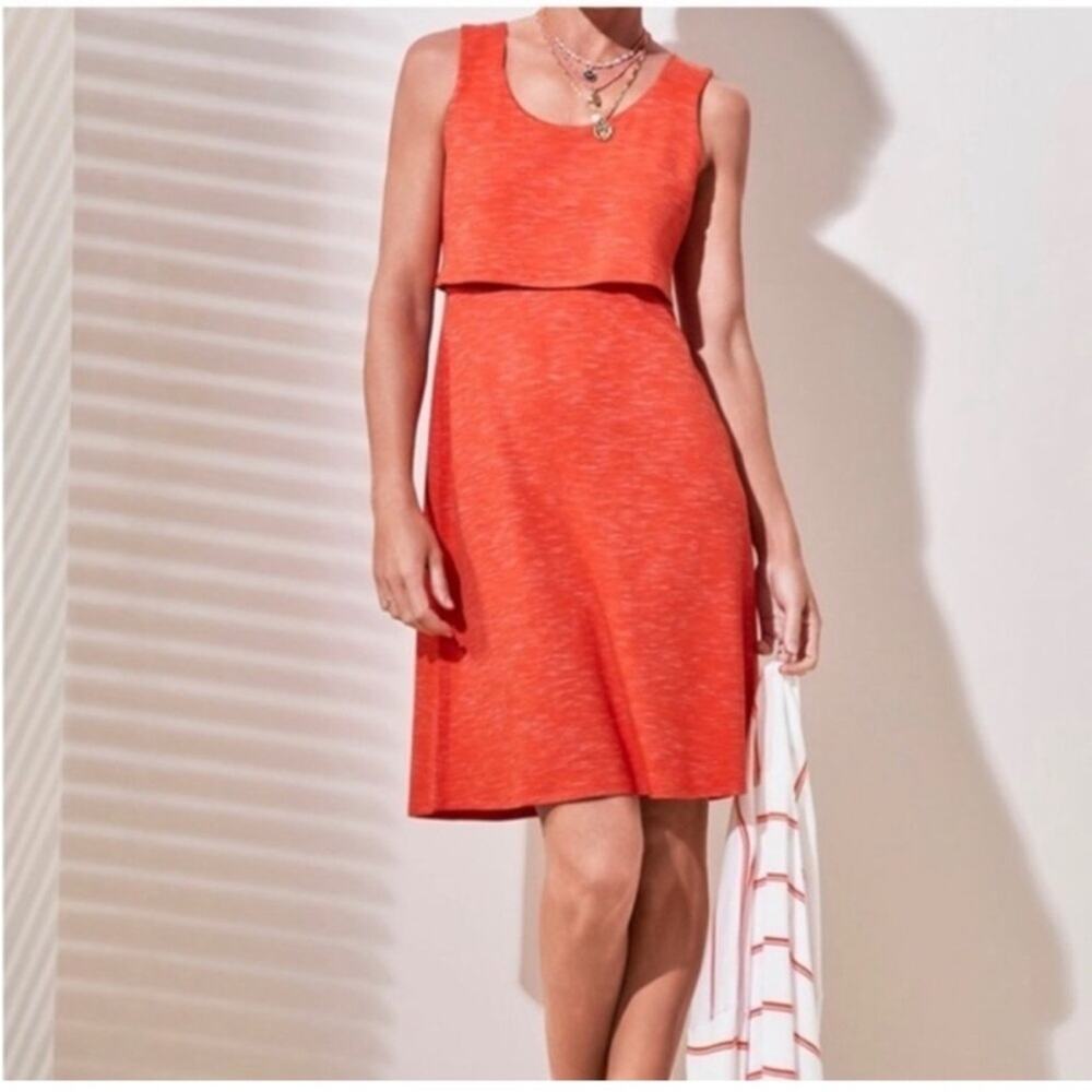 Cabi Weekend orange layered tie back‎ sleeveless knit dress size Small #5972